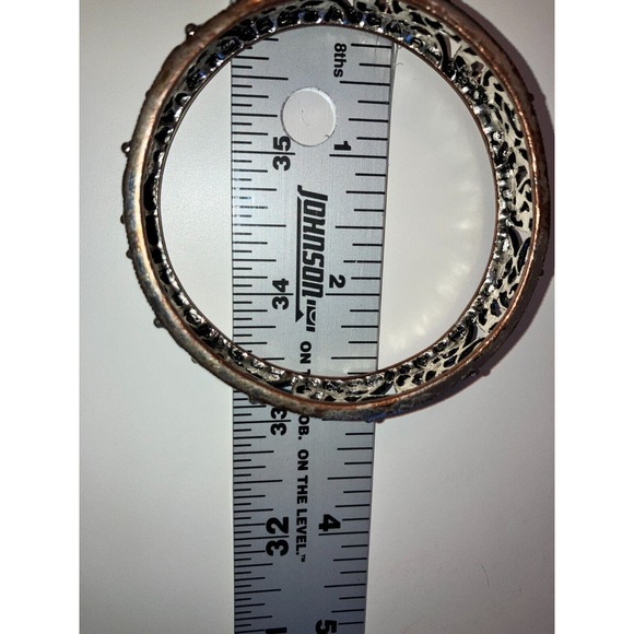 Silver-Tone Open Filigree Paisley Design 2 7/8 Inch Around Bangle Bracelet! - Picture 8 of 10